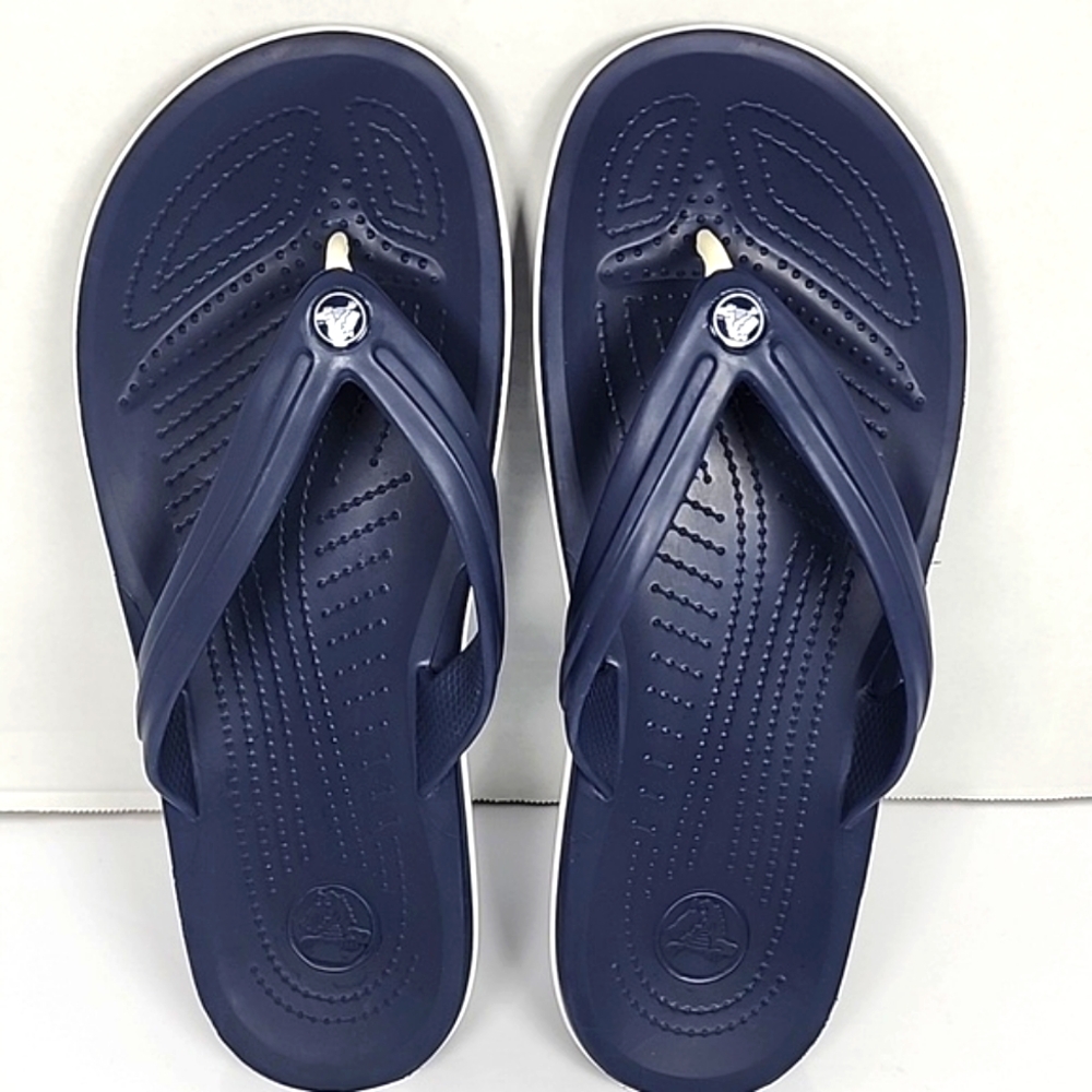 Crocs  Men Crocband  Navy Blue Flip Flops Sandal Size 11 - Picture 8 of 13